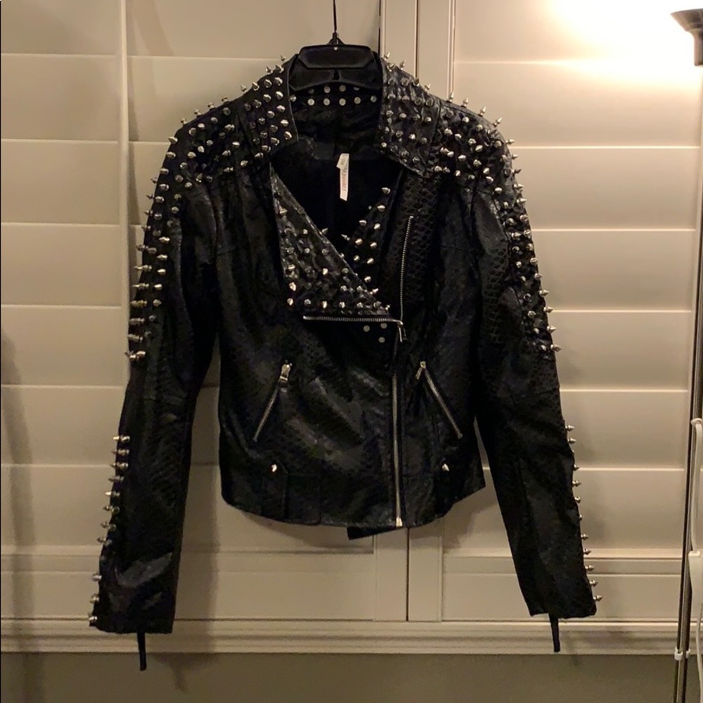 NWOT Faux leather studded jacket